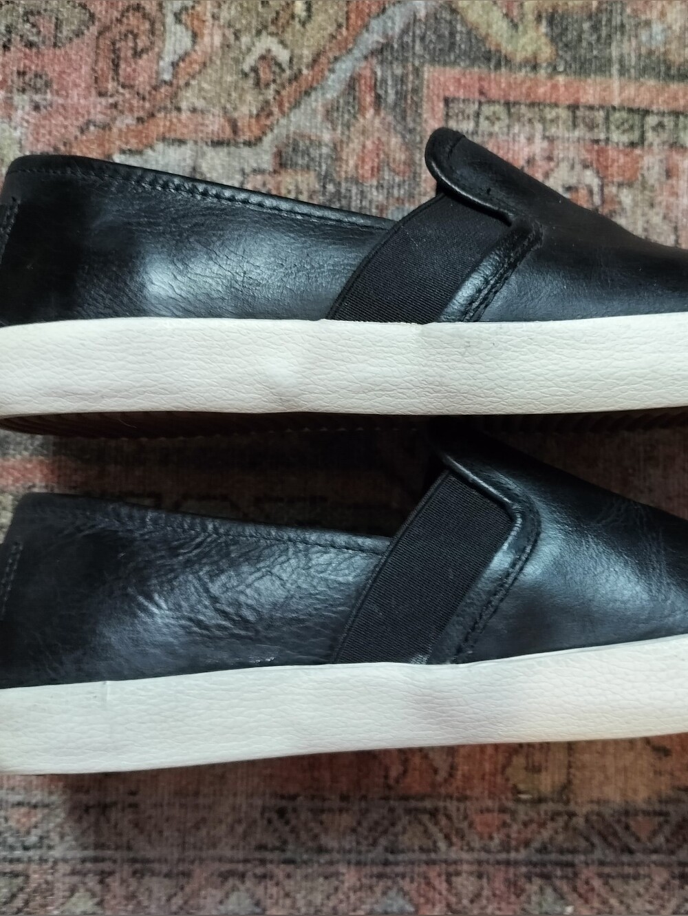 EUC Frye Black Dylan Slip On Leather Sneakers White Platform - 7.5 8 8.5 - Picture 5 of 8